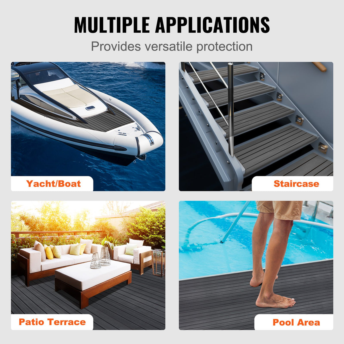 VEVOR Boat Flooring, EVA Foam Boat Decking 94.5" x 23.6", Non-Slip Self-Adhesive Flooring, 15.5 sq.ft Marine Carpet for Boats, Yacht, Pontoon, Kayak Decking - CBZZFHPMDDSHB8RTKV0 - view 7