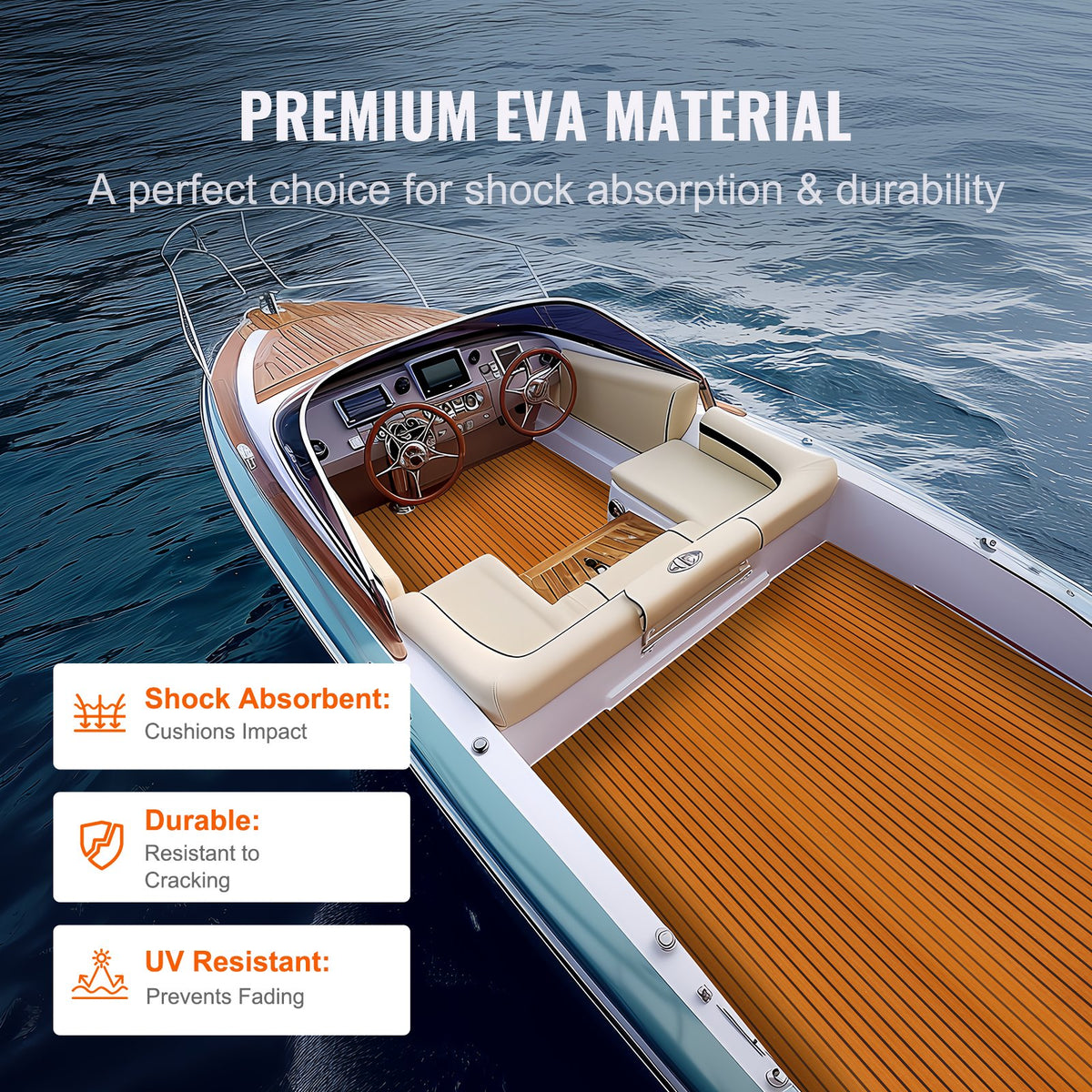 VEVOR Boat Flooring, EVA Foam Boat Decking 94.5" x 46", Non-Slip Self-Adhesive Flooring, 29.9 sq.ft Marine Carpet for Boats, Yacht, Pontoon, Kayak Decking - CBZZFHPMDDZSP166PV0 - view 5