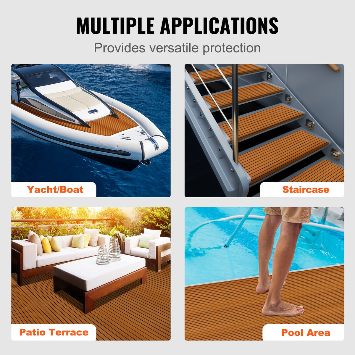 VEVOR Boat Flooring, EVA Foam Boat Decking 94.5" x 46", Non-Slip Self-Adhesive Flooring, 29.9 sq.ft Marine Carpet for Boats, Yacht, Pontoon, Kayak Decking - CBZZFHPMDDZSP166PV0 - view 7