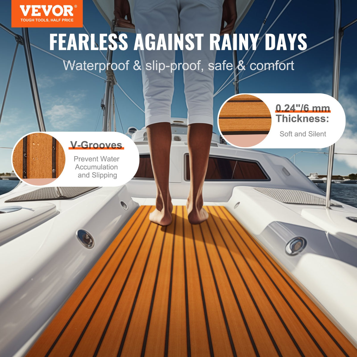 VEVOR Boat Flooring, EVA Foam Boat Decking 94.5" x 35.4", Non-Slip Self-Adhesive Flooring, 23.2 sq.ft Marine Carpet for Boats, Yacht, Pontoon, Kayak Decking - CBZZFHPMDDZSW620PV0 - view 3