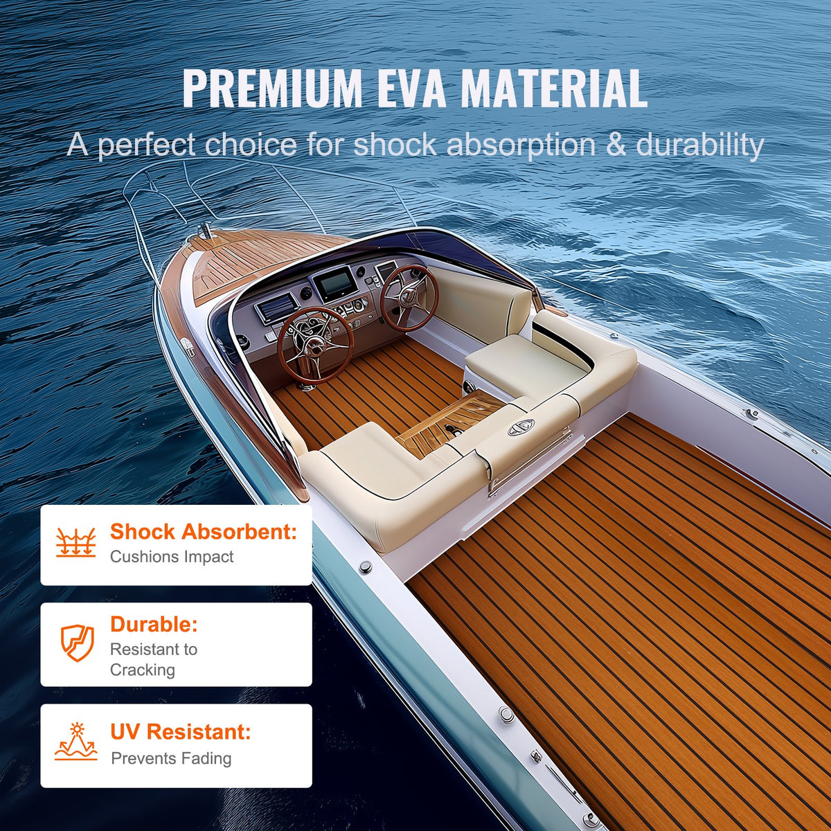 VEVOR Boat Flooring, EVA Foam Boat Decking 94.5" x 35.4", Non-Slip Self-Adhesive Flooring, 23.2 sq.ft Marine Carpet for Boats, Yacht, Pontoon, Kayak Decking - CBZZFHPMDDZSW620PV0 - view 5