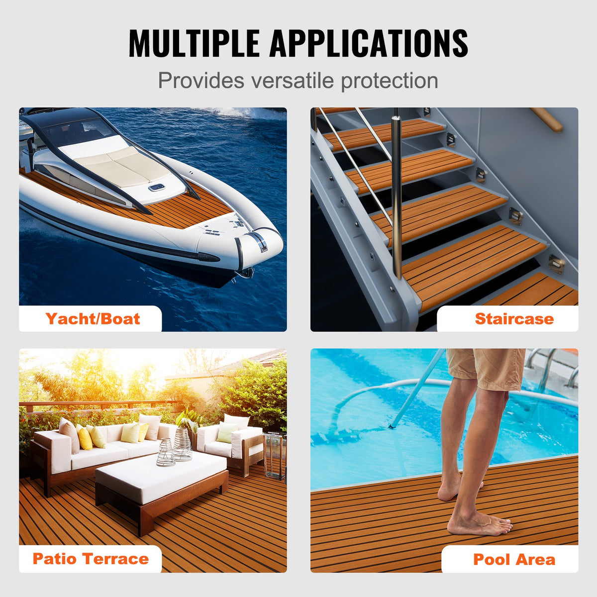 VEVOR Boat Flooring, EVA Foam Boat Decking 94.5" x 35.4", Non-Slip Self-Adhesive Flooring, 23.2 sq.ft Marine Carpet for Boats, Yacht, Pontoon, Kayak Decking - CBZZFHPMDDZSW620PV0 - view 7