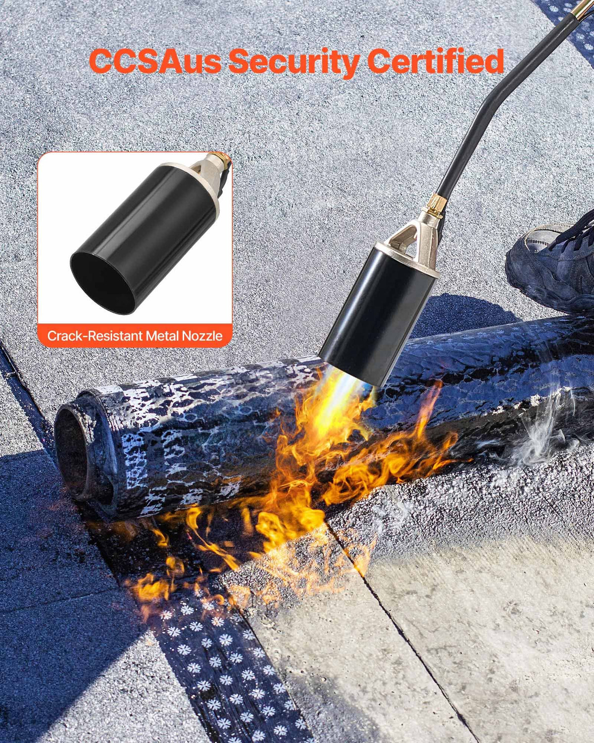 VEVOR Propane Torch Weed Burner, High Output 1,800,000 BTU with 10 ft Hose, Heavy Duty Blow Torch with Adjustable Flame & Turbo Trigger Push Button Auto Igniter, Flamethrower for Garden Ice Snow Road - CCHJHJTZ27INSG493001V0 - view 6