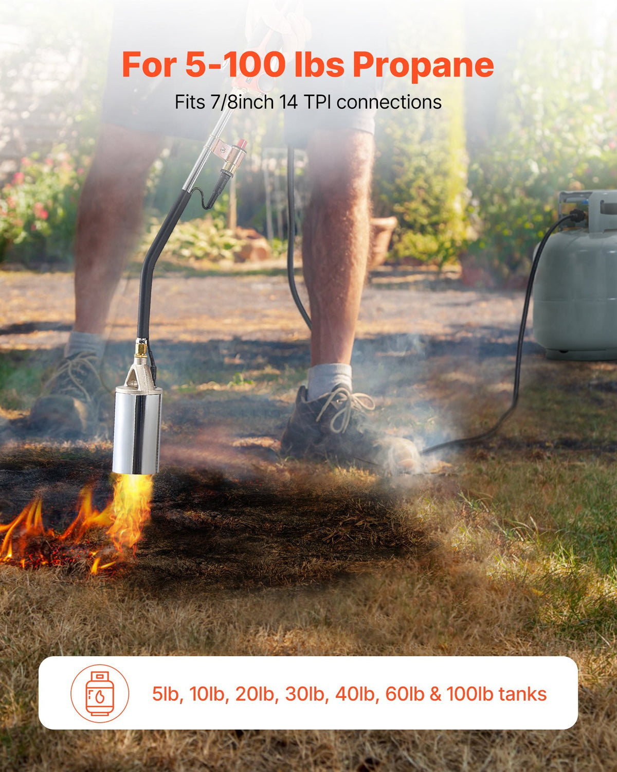 VEVOR Propane Torch Weed Burner, High Output 1,800,000 BTU with 10 ft Hose, Heavy Duty Blow Torch with Adjustable Flame and Turbo Trigger Push Button Igniter, Flamethrower Kit for Garden Ice Snow Road - CCHJHJTZ32INHTNP2001V0 - view 4