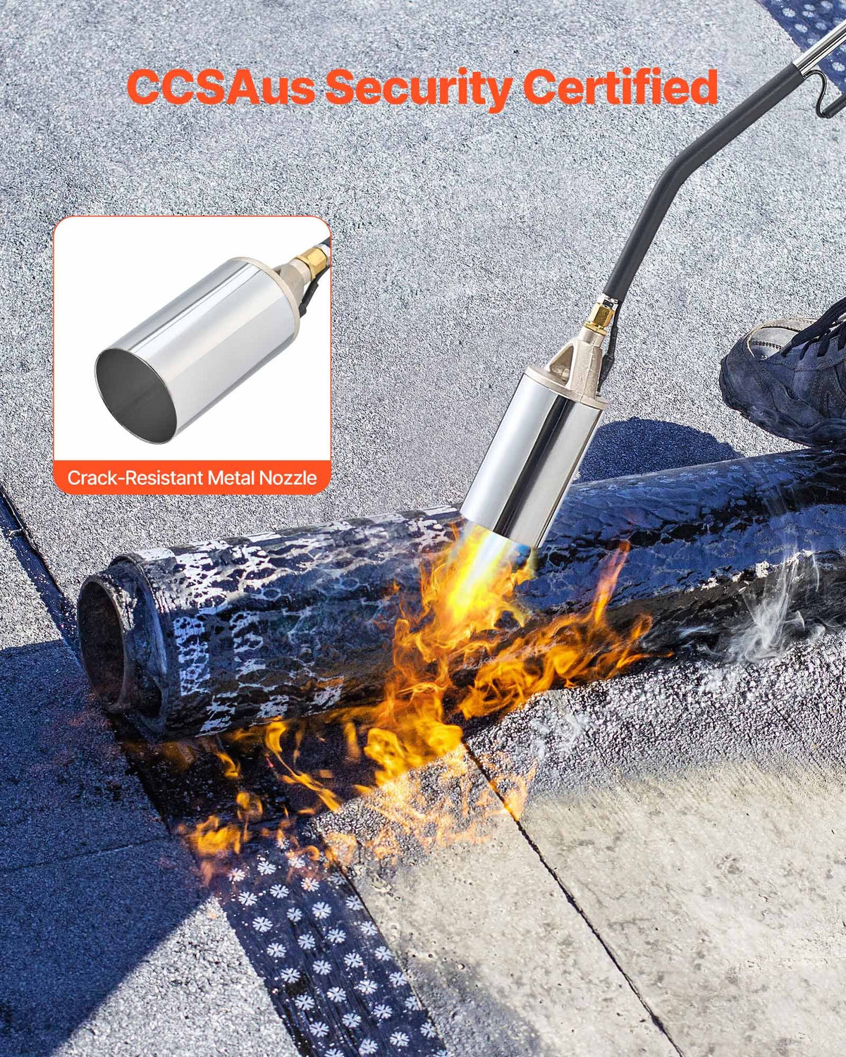 VEVOR Propane Torch Weed Burner, High Output 1,800,000 BTU with 10 ft Hose, Heavy Duty Blow Torch with Adjustable Flame and Turbo Trigger Push Button Igniter, Flamethrower Kit for Garden Ice Snow Road - CCHJHJTZ32INHTNP2001V0 - view 6