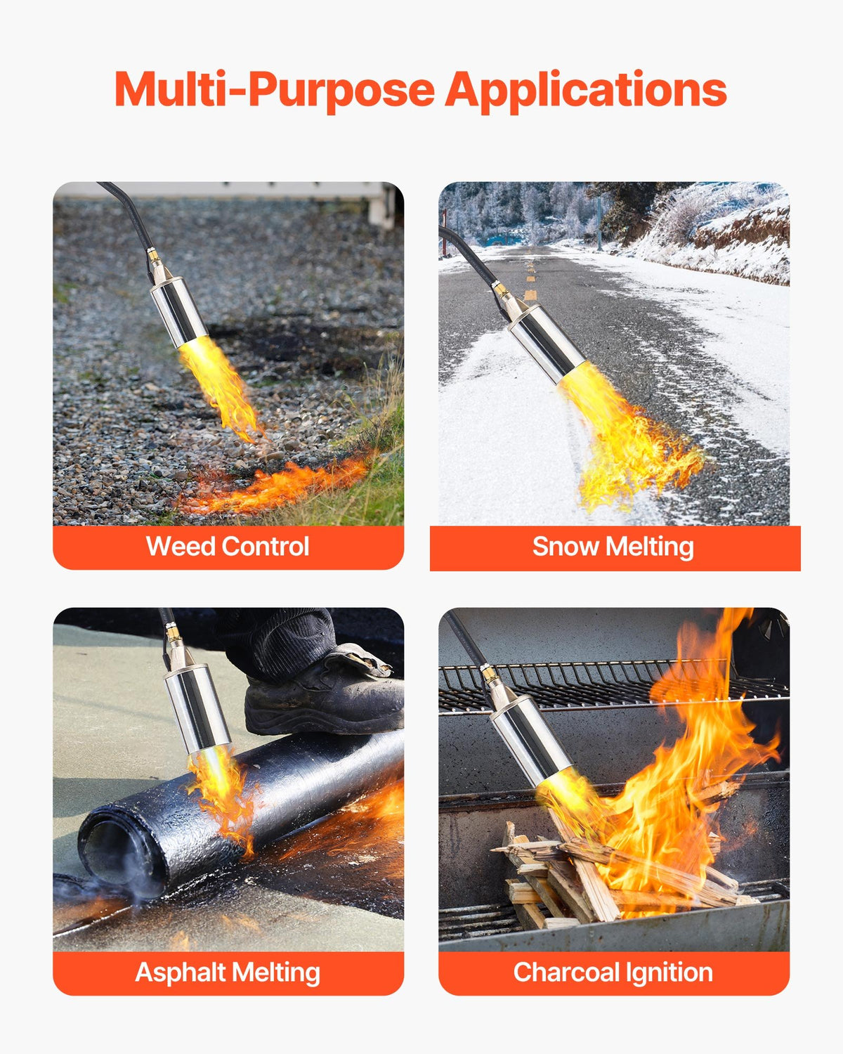 VEVOR Propane Torch Weed Burner, High Output 1,800,000 BTU with 10 ft Hose, Heavy Duty Blow Torch with Adjustable Flame and Turbo Trigger Push Button Igniter, Flamethrower Kit for Garden Ice Snow Road - CCHJHJTZ32INHTNP2001V0 - view 7