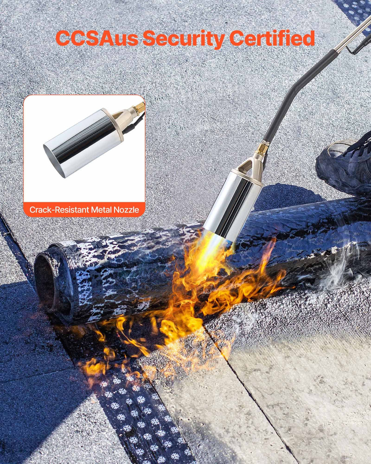 VEVOR Propane Torch Weed Burner, High Output 2,400,000 BTU with 10 ft Hose, Heavy Duty Blow Torch with Adjustable Flame and Turbo Trigger Push Button Igniter, Flamethrower Kit for Garden Ice Snow Road - CCHJHJTZ34IN8G42R001V0 - view 6