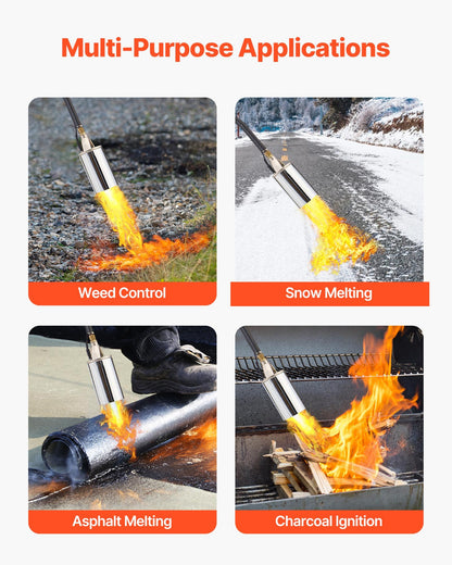 VEVOR Propane Torch Weed Burner, High Output 2,400,000 BTU with 10 ft Hose, Heavy Duty Blow Torch with Adjustable Flame and Turbo Trigger Push Button Igniter, Flamethrower Kit for Garden Ice Snow Road - CCHJHJTZ34IN8G42R001V0 - view 7