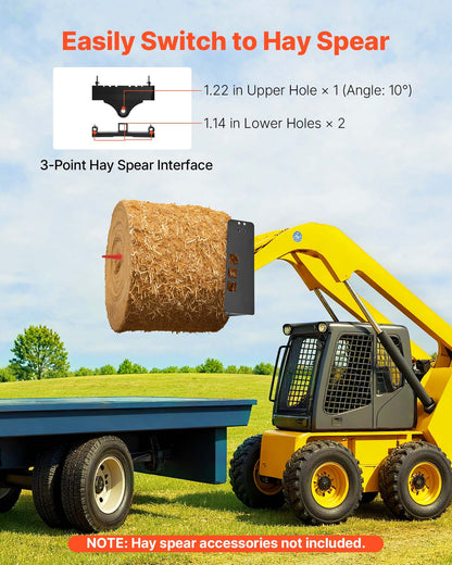 VEVOR Skid Steer Pallet Frame, 4000 lbs Rated Load Capacity, 45-inch Pallet Fork Frame Attachments with 2-inch Hitch Receiver & Spear Sleeves, Fit for Loaders Tractors Quick Attach Mount, Frame Only - CCMBTYBDAQDBZHFHU001V0 - view 5