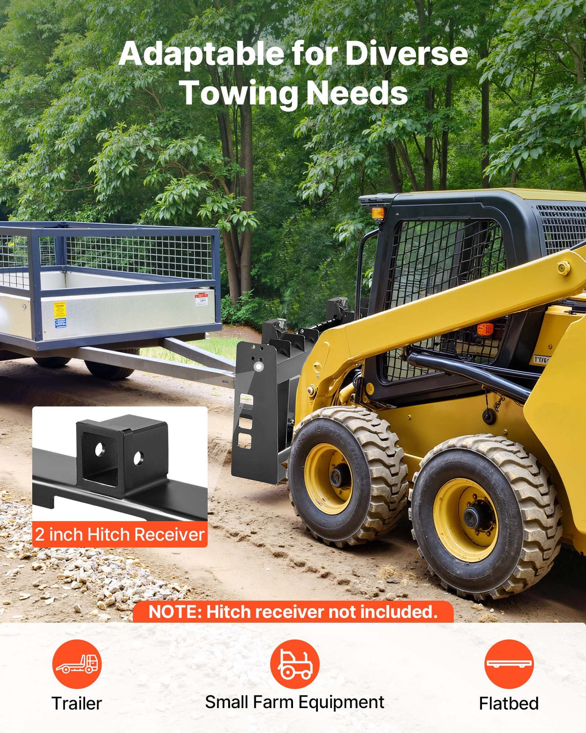VEVOR Skid Steer Pallet Frame, 4000 lbs Rated Load Capacity, 45-inch Pallet Fork Frame Attachments with 2-inch Hitch Receiver & Spear Sleeves, Fit for Loaders Tractors Quick Attach Mount, Frame Only - CCMBTYBDAQDBZHFHU001V0 - view 6