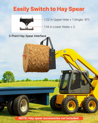 VEVOR Skid Steer Pallet Fork Frame, 4000 lbs Rated Capacity, 45-inch Pallet Fork Frame Attachments with 2-inch Hitch Receiver & Spear Sleeves, Fit for Quick Attach Tractor Loaders, Frame Only - CCMBTYDAQDB0KX4MG001V0 - view 5
