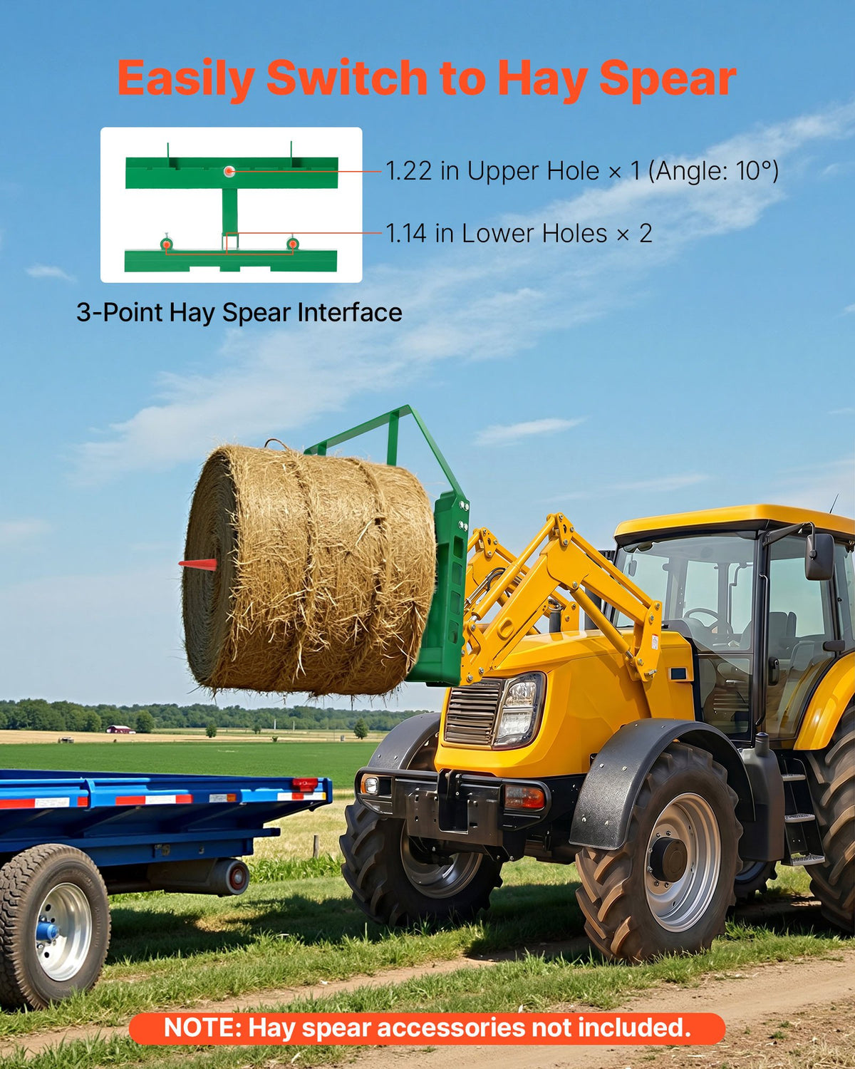 VEVOR Pallet Fork Frame Attachment with 42-inch Skid Steer Forks for JD Tractors - CCMBTZJOHNDE0TYJS001V0 - view 5