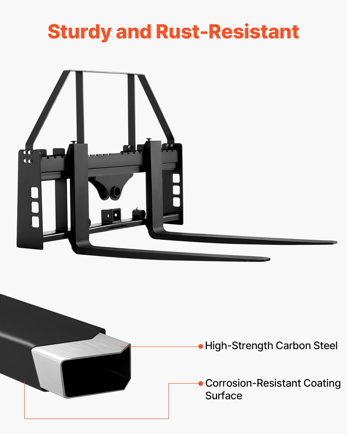 VEVOR Pallet Fork Frame Attachment with 42-inch Skid Steer Pallet Forks 4000 lbs - CCMBTZTYDAQD17JG7001V0 - view 7