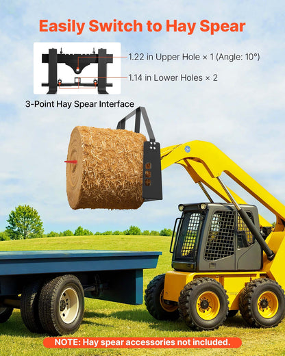 VEVOR Pallet Fork Frame Attachment with 48-inch Skid Steer Pallet Forks 4000 lbs - CCMBTZTYDAQDR41WU001V0 - view 5