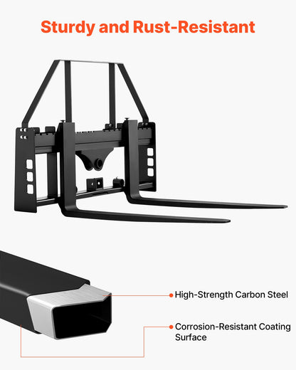 VEVOR Pallet Fork Frame Attachment with 48-inch Skid Steer Pallet Forks 4000 lbs - CCMBTZTYDAQDR41WU001V0 - view 7