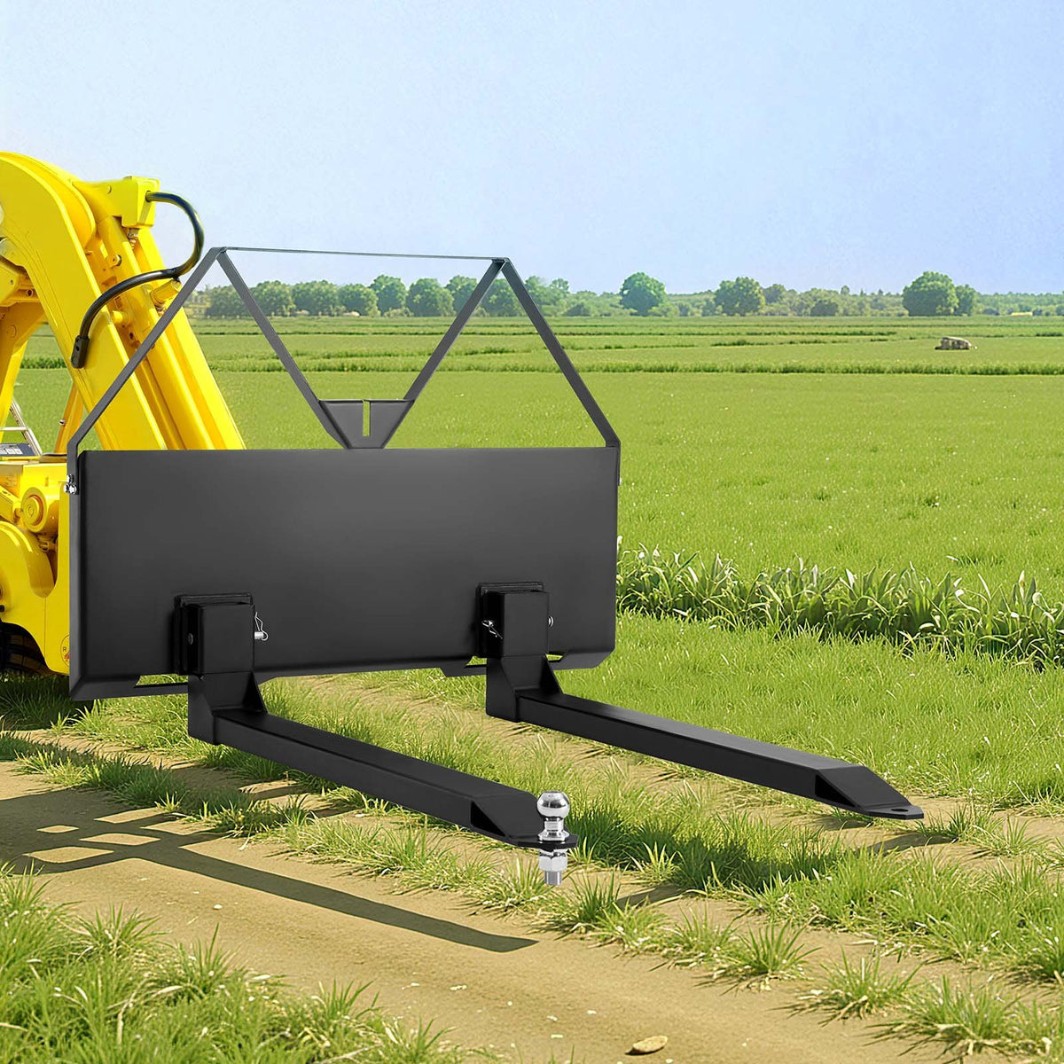 VEVOR Skid Steer Pallet Forks, 2600 lbs Rated Capacity, Pallet Fork Frame Attachment with 48-inch Pallet Forks Blades, 1-7/8 inch Ball Hitch Receiver, Quick Tach Connection for Skid Steers, Tractors - CCMBTZTYDAQDVX9SR001V0 - view 9