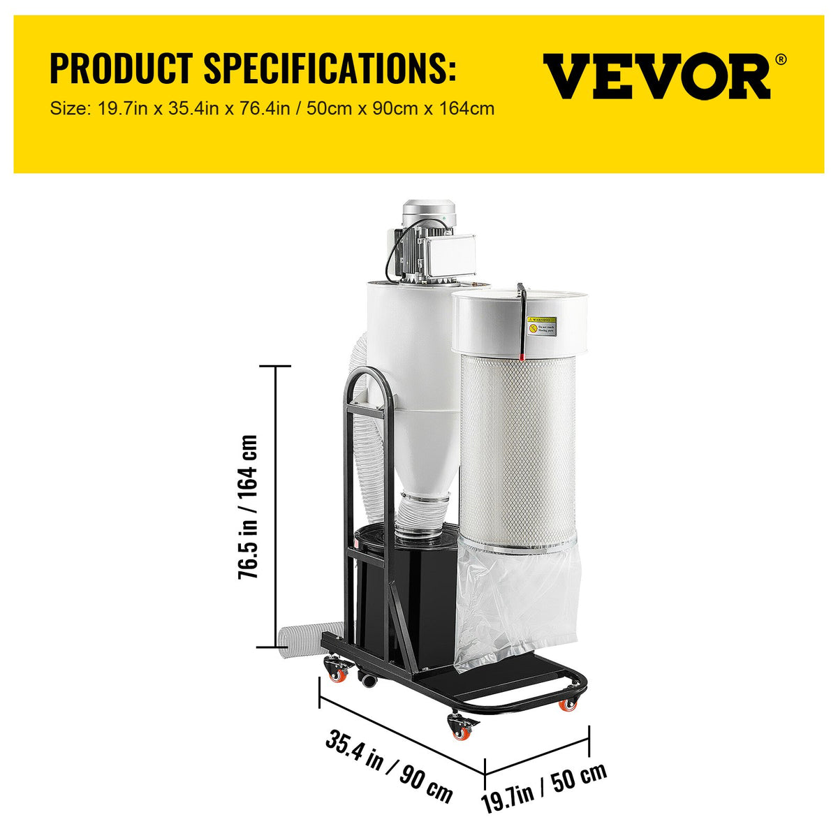 VEVOR Cyclone Dust Collector Woodworking Dust Collector 2HP 220V Heavy Duty - CCQL2.0HP220V7MC2V4 - view 8