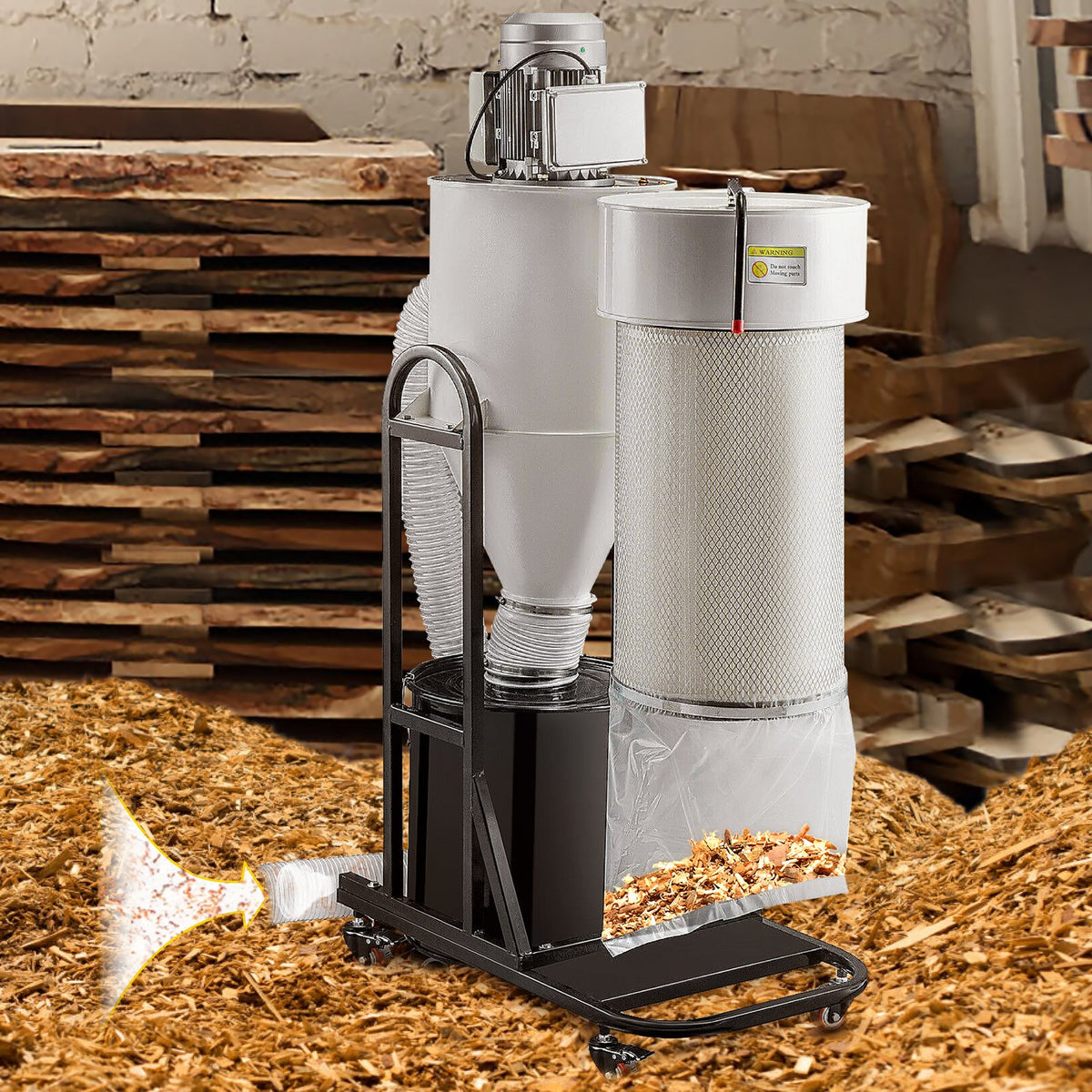 VEVOR Cyclone Dust Collector Woodworking Dust Collector 2HP 220V Heavy Duty - CCQL2.0HP220V7MC2V4 - view 9