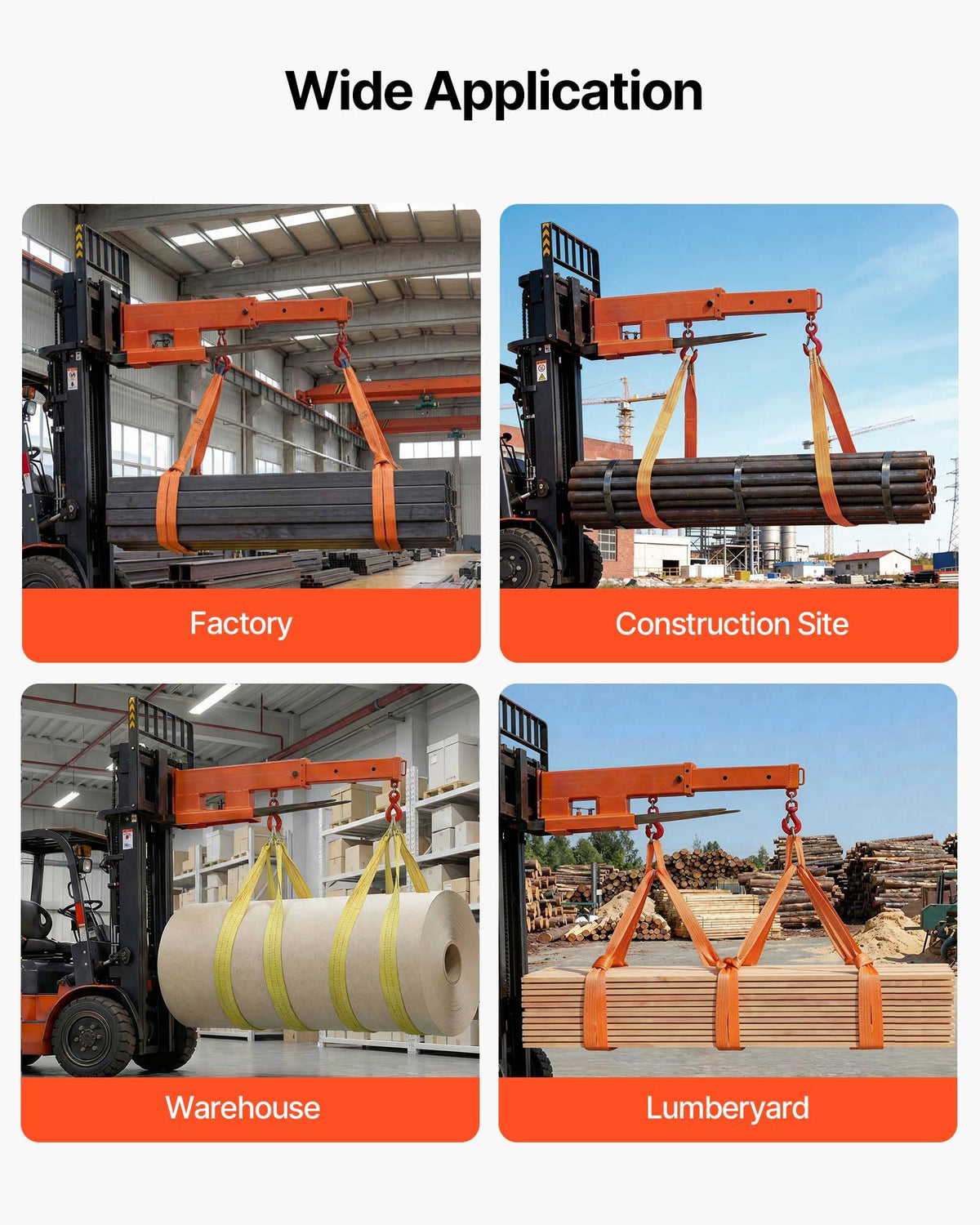 VEVOR Forklift Jib Boom Crane, 5500 lbs Capacity, Forklift Mobile Crane Lifting Hoist with 2 Hooks, Manual Telescopic 47.2-73.5 in, Boom Attachment Towing Handling Equipment for Warehouse & Factories - CCQZDB2DS55004FAD001V0 - view 7