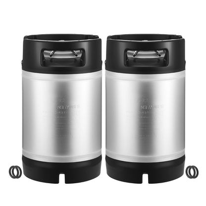 VEVOR Corny Keg, 2.5 Gallon Ball Lock Keg, SUS304 Cold Brew Kegs with Dual Rubber Handles & Heavy-Duty Rubber Bottom, Brewing Equipment for Home Brewing Party, 2 PCS - CCT25GALSXSJ60KC2001V0 - view 1