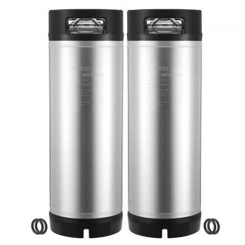 VEVOR Corny Keg, 5 Gallon Ball Lock Keg, SUS304 Cold Brew Kegs with Dual Rubber Handles & Heavy-Duty Rubber Bottom, Brewing Equipment for Home Brewing Party, 2 PCS - CCT5GALSXSJNX0UHC001V0 - view 2