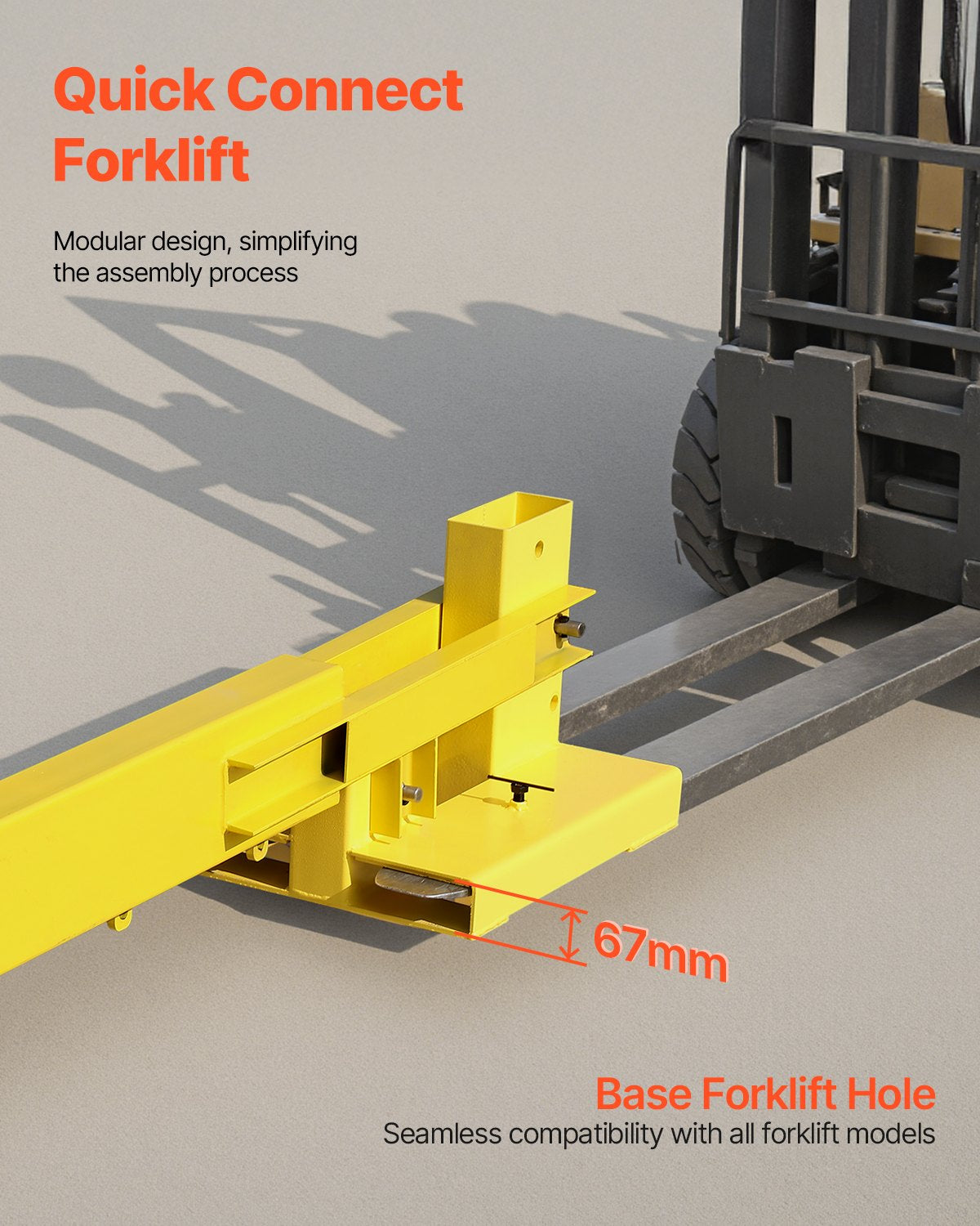 VEVOR Forklift Jib Boom Crane, 6000lbs Capacity, Manual Telescoping Boom Extends Up to 56.1 inches, Forklift Mobile Crane with 2 Hooks, Adjustable Forklift Crane Attachment for Warehouse, Factories - CCXBQZJ3T2GDPC830V0 - view 6