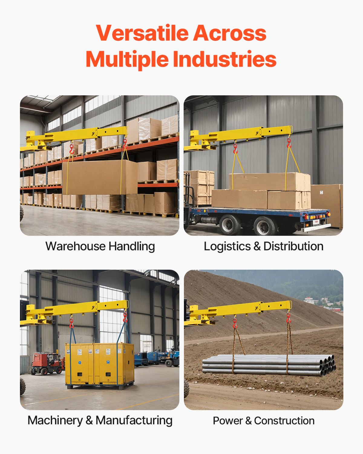 VEVOR Forklift Jib Boom Crane, 6000lbs Capacity, Manual Telescoping Boom Extends Up to 56.1 inches, Forklift Mobile Crane with 2 Hooks, Adjustable Forklift Crane Attachment for Warehouse, Factories - CCXBQZJ3T2GDPC830V0 - view 7