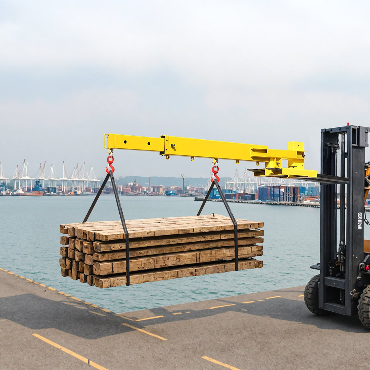 VEVOR Forklift Jib Boom Crane, 6000lbs Capacity, Manual Telescoping Boom Extends Up to 56.1 inches, Forklift Mobile Crane with 2 Hooks, Adjustable Forklift Crane Attachment for Warehouse, Factories - CCXBQZJ3T2GDPC830V0 - view 9