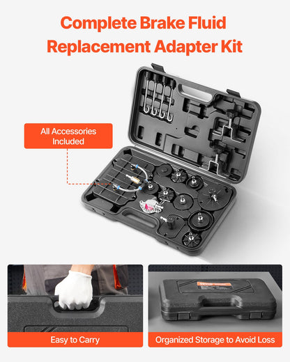 VEVOR Brake Master Bleeder Kit, 12 Pcs, Professional Brake Bleeder Adapter Set with Complete Kit & Handle, Durable Brake Bleeder Adapter for Brake Fluid Filling Fit for Most New & Old Vehicles - CCYGHSPQTJ12FH3WZV0 - view 4