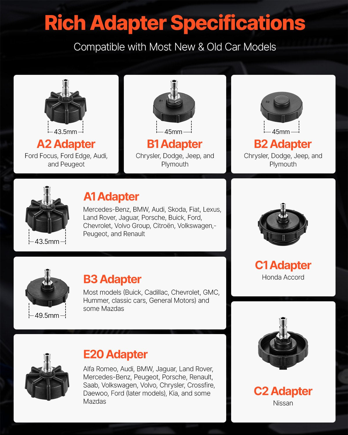 VEVOR Brake Master Bleeder Kit, 12 Pcs, Professional Brake Bleeder Adapter Set with Complete Kit & Handle, Durable Brake Bleeder Adapter for Brake Fluid Filling Fit for Most New & Old Vehicles - CCYGHSPQTJ12FH3WZV0 - view 5