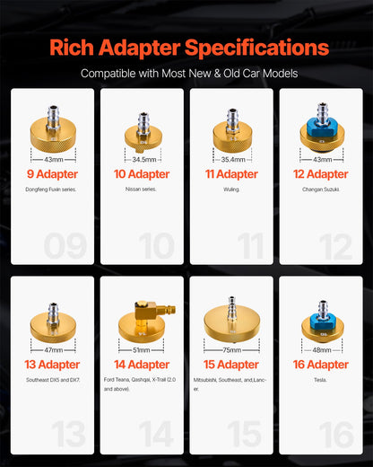 VEVOR Brake Master Bleeder Kit, 17 Pcs, Professional Brake Bleeder Adapter Set with Complete Kit & Handle, Durable Brake Bleeder Adapter for Brake Fluid Filling Fit for Most New & Old Vehicles - CCYGHSPQTJ17GSTKOV0 - view 6