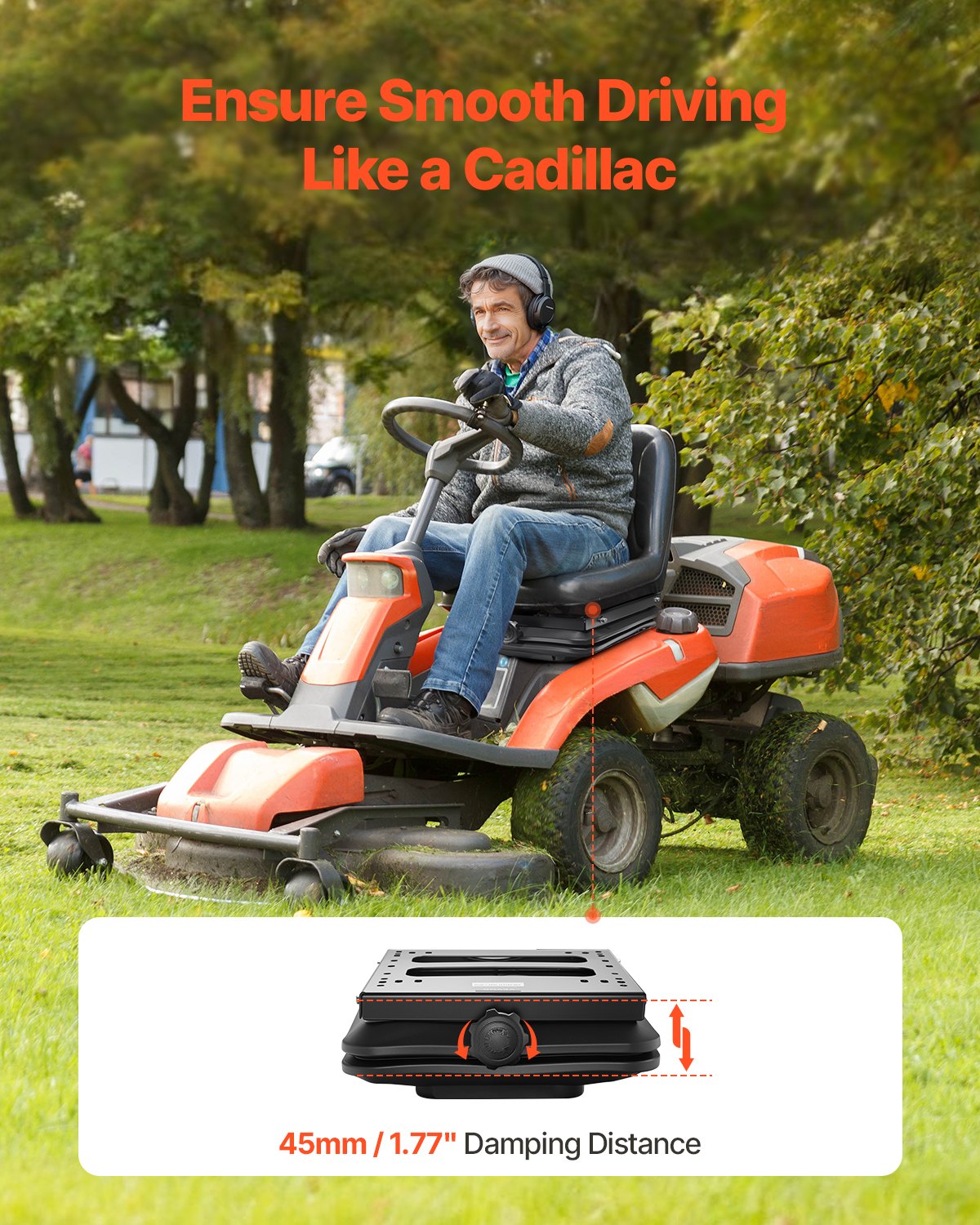 VEVOR Seat Suspension Kit Without Seat Slider Track, Universal Air Ride Seat Suspension for Zero Turn Lawn Mower, with Dustcover, Tractor Seat Suspension ‎Kit for Forklift, Bulldozers - CCZYXGTJCZKC6WLLOV0 - view 3