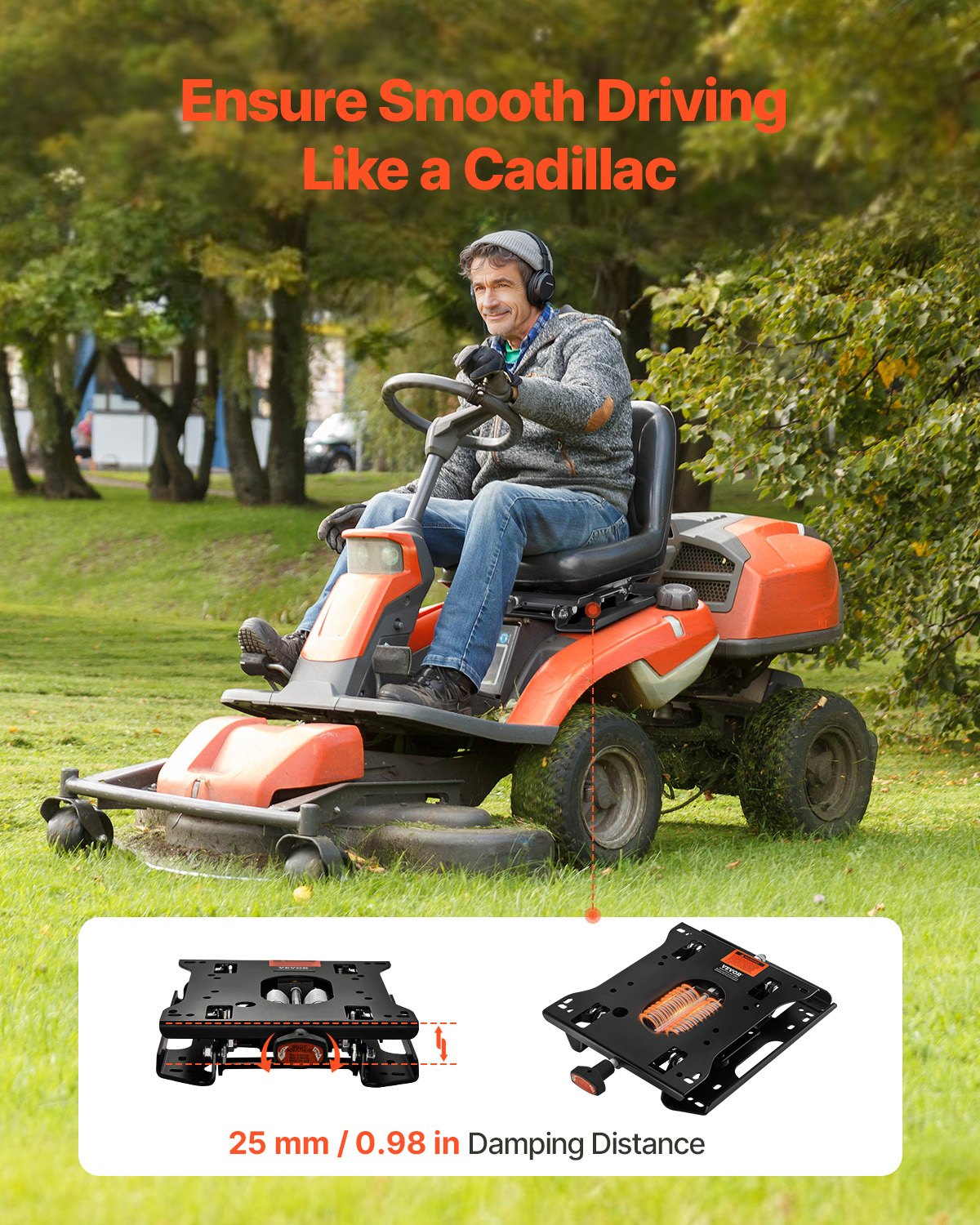 VEVOR Seat Suspension Kit Without Seat Slider Track, Universal Air Ride Seat Suspension for Zero Turn Lawn Mower, Adjustable Tractor Seat Suspension ‎Kit Compatible with Forklift, Bulldozers Seat - CCZYXGTJDHKDNFU37V0 - view 3