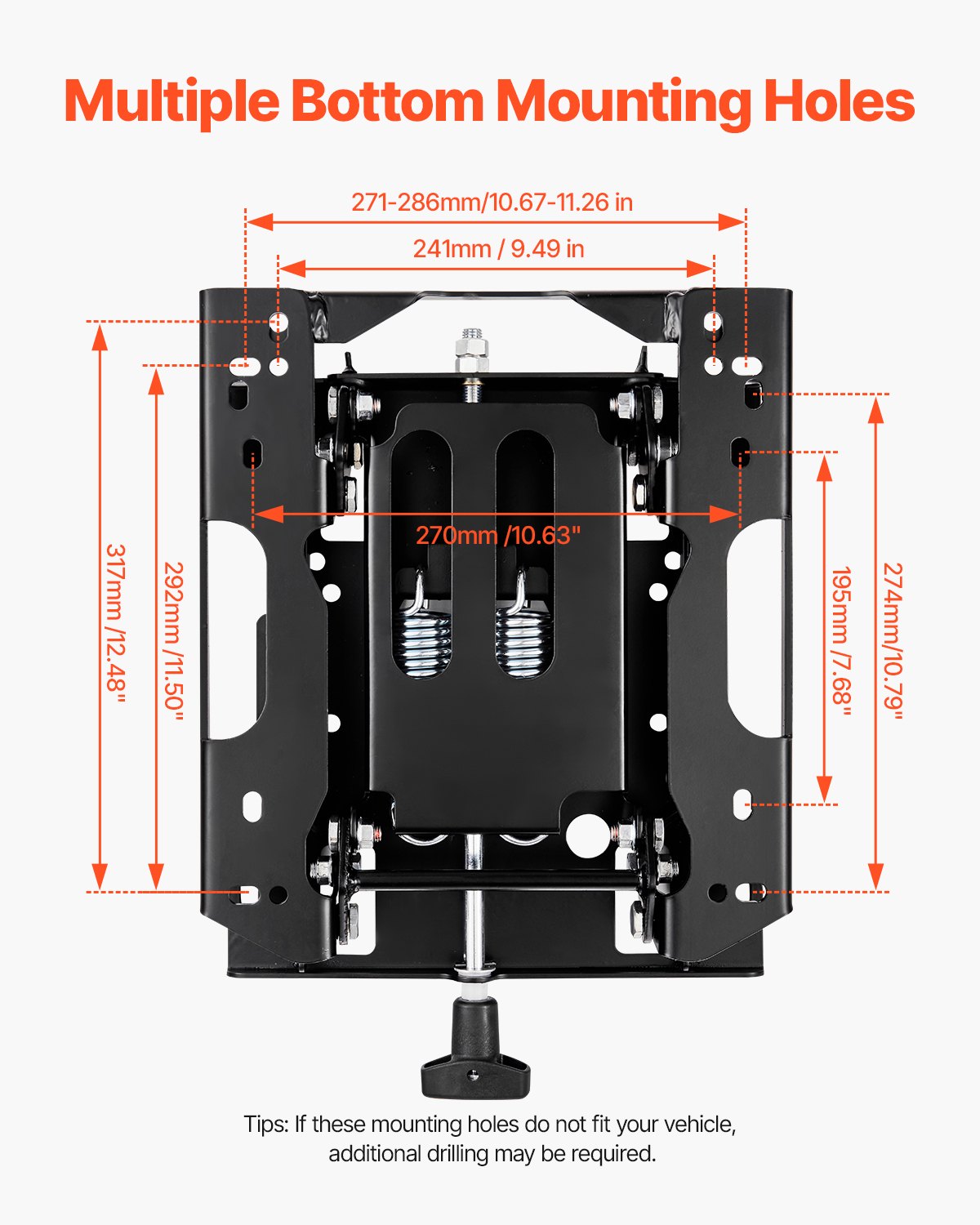 VEVOR Seat Suspension Kit Without Seat Slider Track, Universal Air Ride Seat Suspension for Zero Turn Lawn Mower, Adjustable Tractor Seat Suspension ‎Kit Compatible with Forklift, Bulldozers Seat - CCZYXGTJDHKDNFU37V0 - view 4