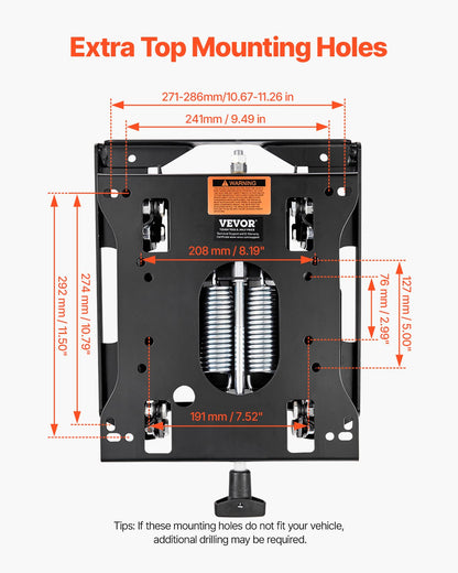 VEVOR Seat Suspension Kit Without Seat Slider Track, Universal Air Ride Seat Suspension for Zero Turn Lawn Mower, Adjustable Tractor Seat Suspension ‎Kit Compatible with Forklift, Bulldozers Seat - CCZYXGTJDHKDNFU37V0 - view 5