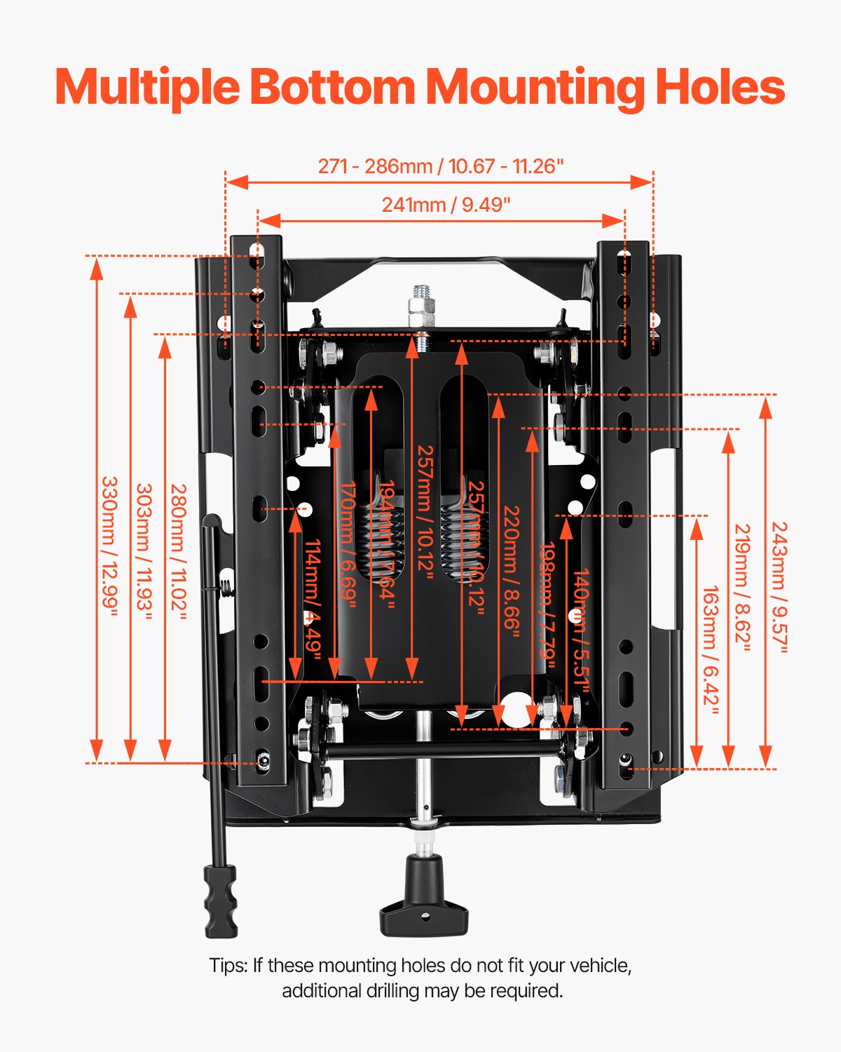 VEVOR Seat Suspension Kit with Seat Slider Track, Universal Air Ride Seat Suspension for Zero Turn Lawn Mower,  6in Front-to-Back Adjustable, Tractor Seat Suspension ‎Kit for Forklift, Bulldozers - CCZYXGTJDHKDV3BRHV0 - view 4