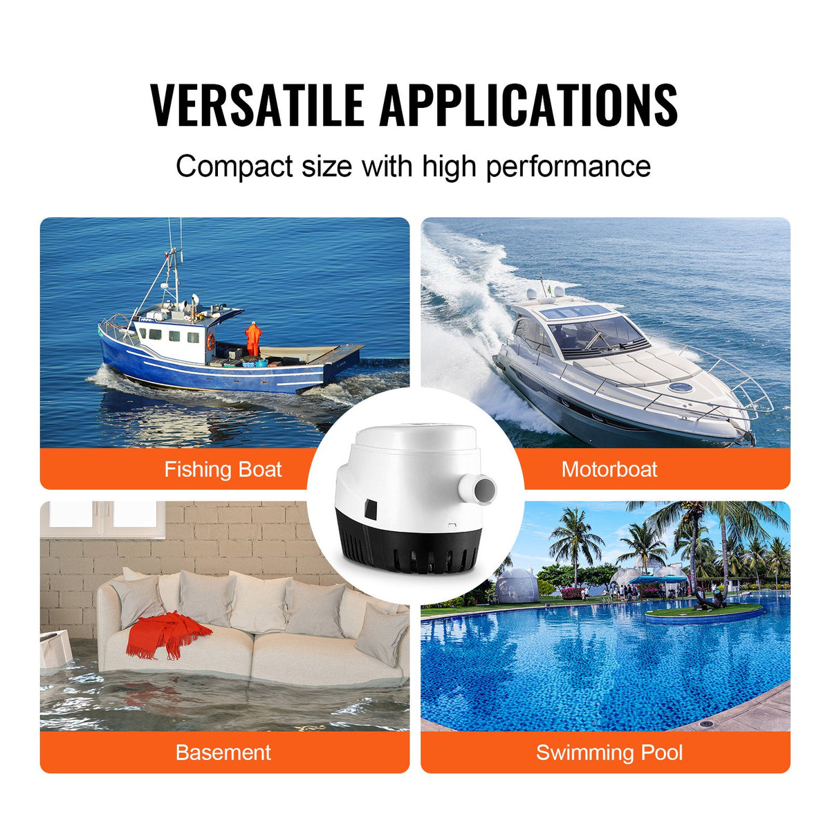 VEVOR Bilge Pump, 750GPH 12V Automatic Submersible Boat Bilge Water Pump with Float Switch, 0.7" Outlet Diameter, Small Boat Bilge Pump, Marine Electric Bilge Pump for Boats, Ponds, Pools, Basements - CDB750GPH0001RKX6V9 - view 7