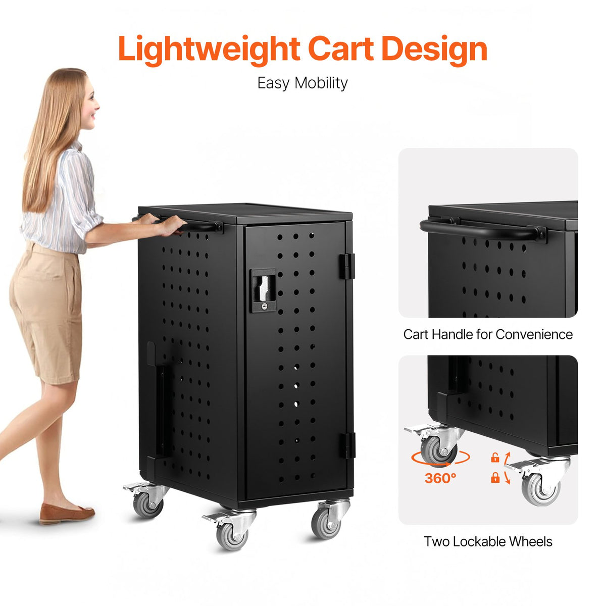 VEVOR Charging Cart, 16 Device Mobile Charging Station, Up to 15.6 in Screen Size, Office and Classroom Mobile Charging Cart, for Chromebook, Tablet and Laptop - CDC16TDN156I459LOV1 - view 6