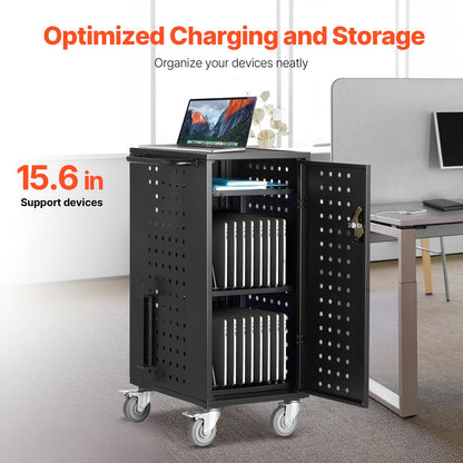 VEVOR Laptop Cart, 20 Device Mobile Charging Cart, Up to 15.6 in Screen Size, Office and Classroom Mobile Charging Cart, for Chromebook, Tablet and Laptop - CDC24TDN156IMBVF7V1 - view 3