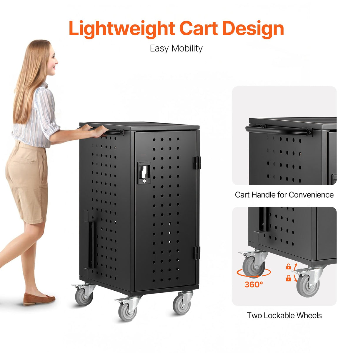 VEVOR Laptop Cart, 20 Device Mobile Charging Cart, Up to 15.6 in Screen Size, Office and Classroom Mobile Charging Cart, for Chromebook, Tablet and Laptop - CDC24TDN156IMBVF7V1 - view 6