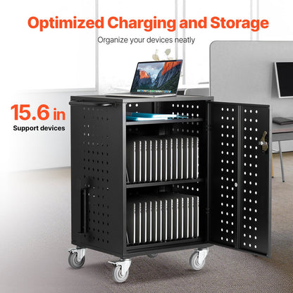 VEVOR Charging Cart, 32 Device Mobile Charging Station, Up to 15.6 in Screen Size, Office and Classroom Mobile Charging Cart, for Chromebook, Tablet and Laptop - CDC32TDN156IYT384V1 - view 3