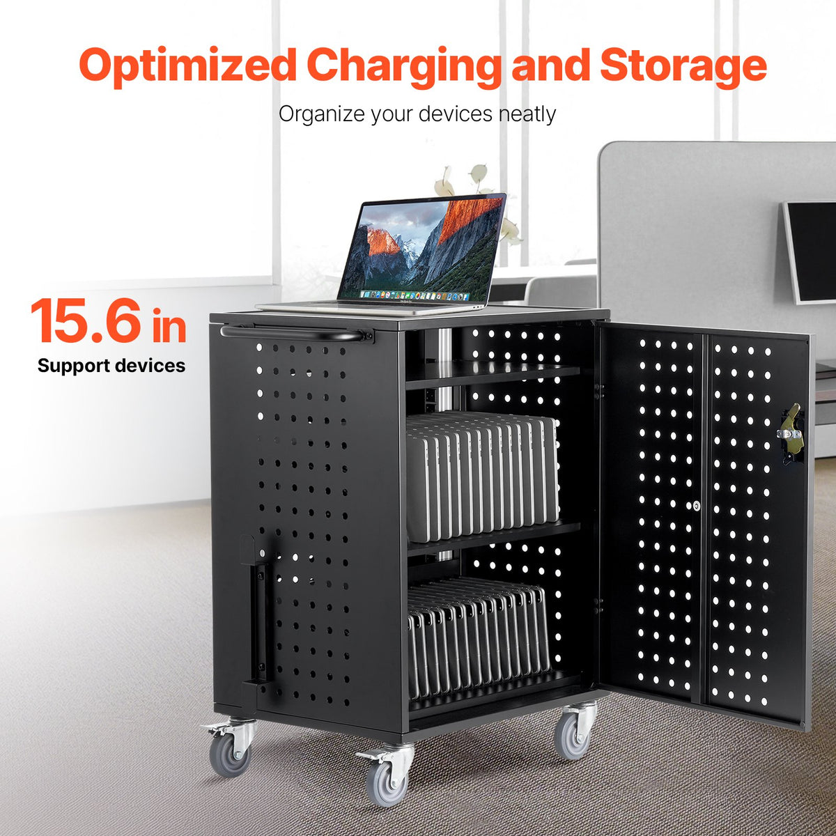 VEVOR Charging Cart, 36 Device Mobile Charging Station, Up to 15.6 in Screen Size, Office and Classroom Mobile Charging Cart, for Chromebook, Tablet and Laptop - CDC36TDN156IPR43LV1 - view 3