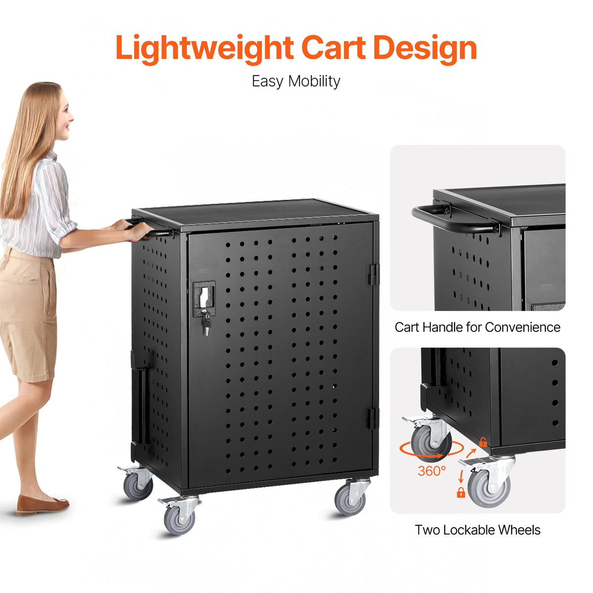 VEVOR Charging Cart, 36 Device Mobile Charging Station, Up to 15.6 in Screen Size, Office and Classroom Mobile Charging Cart, for Chromebook, Tablet and Laptop - CDC36TDN156IPR43LV1 - view 6