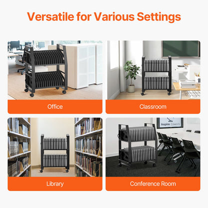 VEVOR Laptop Charging Cart, 32 Devices Mobile Open Charging Station with Wheels, for Tablet and Laptop Up to 15.6 in Screen Size, Easy Access Slots, Surge Control, for Office, Classroom, Library - CDCBKFS156INL3C5K001V1 - view 7