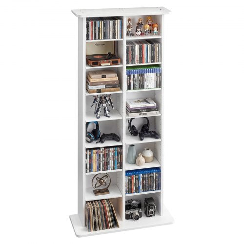 VEVOR Media Storage Cabinet, 8-Tier DVD Shelf Organizer, 22.01 x 8.74 x 50.98 in Multimedia Storage Organizer for CDs, DVDs, Books & Games, CD Shelf for Living Room, Home Office, Recording Room, White - CDCCJBSTDKFS4EFGX001V0 - view 2