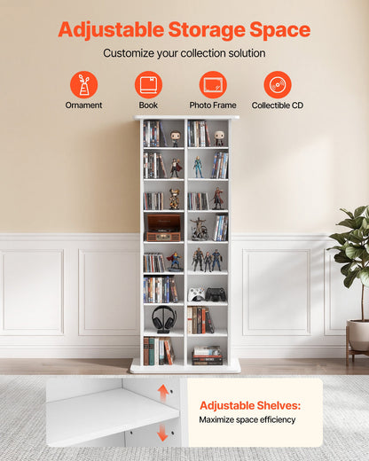 VEVOR Media Storage Cabinet, 8-Tier DVD Shelf Organizer, 22.01 x 8.74 x 50.98 in Multimedia Storage Organizer for CDs, DVDs, Books & Games, CD Shelf for Living Room, Home Office, Recording Room, White - CDCCJBSTDKFS4EFGX001V0 - view 3