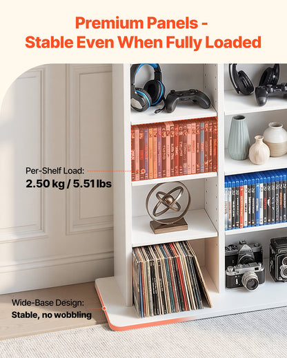 VEVOR Media Storage Cabinet, 8-Tier DVD Shelf Organizer, 22.01 x 8.74 x 50.98 in Multimedia Storage Organizer for CDs, DVDs, Books & Games, CD Shelf for Living Room, Home Office, Recording Room, White - CDCCJBSTDKFS4EFGX001V0 - view 4
