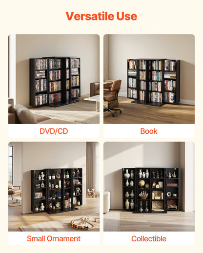 VEVOR Media Storage Cabinet, 4-Tier DVD Shelf Organizer, 24.02 x 14.49 x 33.31 in Multimedia Storage Organizer for CDs, DVDs, Books, Games, CD Shelf for Living Room, Home Office, Recording Room, Black - CDCCJFBS16GH2M11B001V0 - view 7