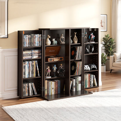 VEVOR Media Storage Cabinet, 4-Tier DVD Shelf Organizer, 24.02 x 14.49 x 33.31 in Multimedia Storage Organizer for CDs, DVDs, Books, Games, CD Shelf for Living Room, Home Office, Recording Room, Brown - CDCCJFBS24GBNXCG8001V0 - view 9