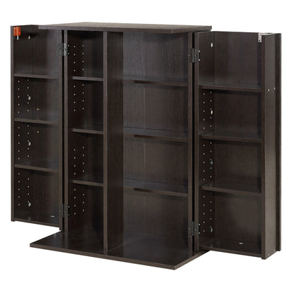 VEVOR Media Storage Cabinet, 4-Tier DVD Shelf Organizer, 24.02 x 14.49 x 33.31 in Multimedia Storage Organizer for CDs, DVDs, Books, Games, CD Shelf for Living Room, Home Office, Recording Room, Brown - CDCCJFBS24GBNXCG8001V0 - view 10